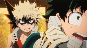 The chapter continues the deathmatch against deku and shigaraki, with deku severely injuring himself by smashing 100 percent of one for all's power into shigaraki over and over again, in a state of rage after gran torino's brutal murder.endeavor, shoto and bakugo are troubled by this and the question of whether they can actually put shigaraki down for good. Izuku Midoriya Katsuki Bakugo Vs Nine My Hero Academia Wiki Fandom