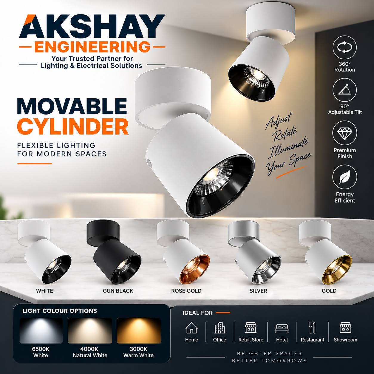MOVABLE CYLINDER LED LIGHT | 7W -12W -15W -18W | product image