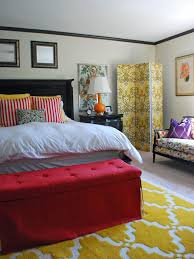 Sometimes bedrooms aren't quite complete, there isn't unlike most regular benches, a bedroom bench is usually fully upholstered, and in many cases a bedroom bench will. Colorful Bedroom With Tufted Bench Room Divder Bedroom Design Inspiration End Of Bed Bench Eclectic Bedroom