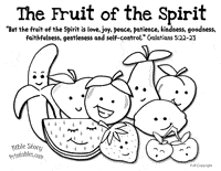 Show your kids a fun way to learn the abcs with alphabet printables they can color. Fruit Of The Spirit Bible Printables Bible Story Printables
