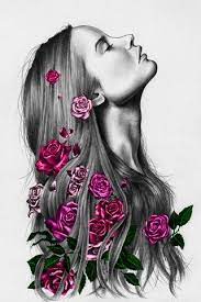 Pin By Cecy On Flowers In Their Hair Art Drawings Beautiful Painting Art Projects Pencil Art Drawings