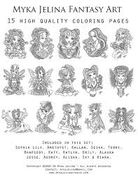 Set 7 Printable Coloring Book 15 Pages Myka Jelina Art Etsy Fairy Coloring Book Printable Coloring Book Coloring Pages