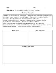 The Great Compromise Worksheet Graphic Organizer With Answer Key