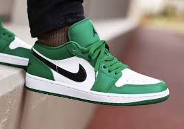 Jordan Air Jordan 1 Low Green Black White Air Jordan 1 Low Pine Green Black White 553558 301 In 2020 Air Jordans Nike Fashion Shoes Jordan 1 Low