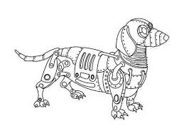 Black And White Dachshund Face Clipart Steampunk Style Dachshund Dog Mechanical Animal Coloring Book Steampunk Animals Dog Coloring Book Steampunk Drawing