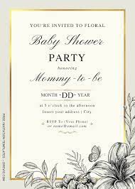 Free Hand Drawn Vintage Floral Baby Shower Invitation Templates For Word Vintage Floral Wedding Invitations Floral Wedding Invitations Wedding Invitation Templates