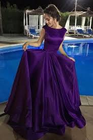 Designer Princess A Line Purple Satin Long Prom Dresses Purple Evening Dress Prom Dresses Ball Gown Purple Prom Dress