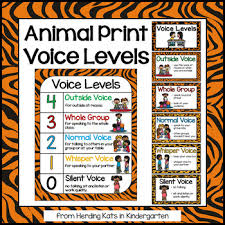 Animal Print Classroom Decor Voice Levels Chart