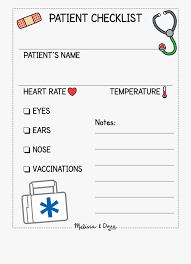 Patient Checklist For Kids Free Printable Doctor Chart