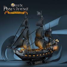 3d puzzle led titanic 35'' large ship model kits watercraft 266 pieces, 3d puzzles for adults titanic model anniversary wedding gifts for couple long distance. Cubicfun 3d Puzzles Pirate Ship And Sailboat Vessel Black Pearl Highly Difficult Model Kit Ship Queen Anne S Revenge Large With Led Lights Building 3 D Puzzles Gifts For Adults And Kids 340 Pieces