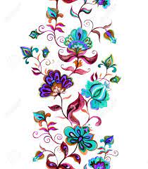 Cornice con bellissimo vaso di fiori. Immagini Stock Cornice Floreale Etnica Dell Europa Orientale Bordo Senza Soluzione Di Continuita Con Fiori Stilizzati Acquerello Image 96355361