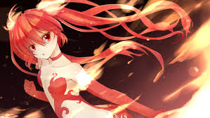 Says life's like a mystery drink. Fire Haiyore Nyaruko San Kuuko Long Hair Red Eyes Red Hair Tatapopo Twintails Konachan Com Konachan Com Anime Wallpapers