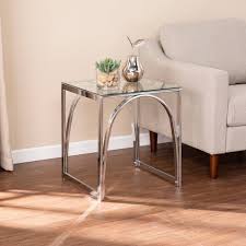 Wystfield white and brown rectangular end table. Kalb Square Glass Top End Table Chrome Aiden Lane Target