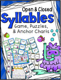Syllables Game Puzzles Anchor Charts Open Closed