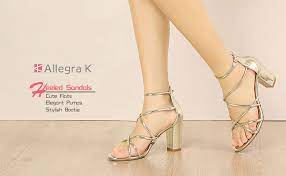 Amazon Com Allegra K Women S Strappy Crisscross Strap Block Heels Sandals Heeled Sandals