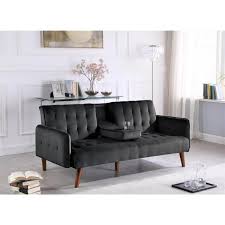 Bring mod style to your space in a cinch with this sofa bed. Us Pride Furniture Carrington 72 In Black Velvet 2 Seater Twin Sleeper Convertible Sofa Bed With Tapered Legs Sb9070 The Home Depot