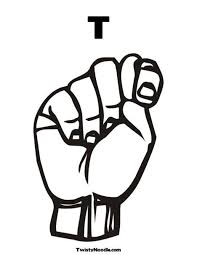 Black And White Sign Language Sign Language Letter T Coloring Page Coloring Pages Vine Drawing Sign Language Letters