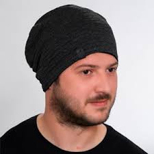 Chemo cap for men Nicolas black grey