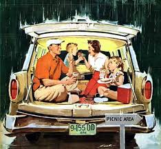 Station Wagon Picnic Art By Mauro Scali Detail From American Weekly Magazine Cover June 24 1956 Vintage Illustration Art Vintage Housewife