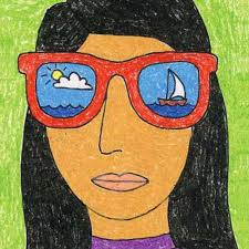 Looking for an art project that lets students describe their summer break?  This Sunglasses tutorial includes a little help for both areas, as it comes  with a dashed line template for those