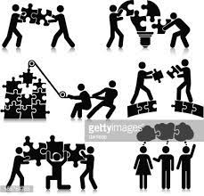 Four colored puzzle pieces on white background. Teamwork Puzzle Clipart 1 566 198 Clip Arts