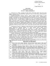 Surat perjanjian, surat keterangan/pernyataan, atau surat lainnya yang sejenis, beserta rangkapnya; Contoh Salinan Risalah Lelang