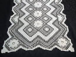 Vintage Lace Table Runner Darned Net Etsy Lace Table Runners Vintage Linens Cross Stitch Embroidery