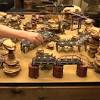 Rustic pine trestle dining table. 1