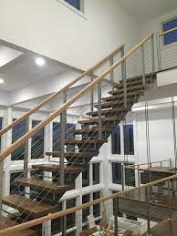 Residential Monostringer Floating Stair With Cable Railing Nj Stairs Design Staircase Architecture Staircase Design