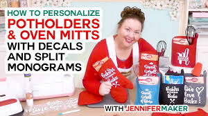 This pack of oven mitt svg, png, eps, and dxf cut files are the perfect addition to your diy craft project, they work with both circut, and silhouette! Jennifermaker Com How To Make Personalized Pot Holders With Cute Decals Facebook