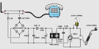 Phone Rings Lamp Circuit Moc3020 Telefon Alarm Lamba Yakma Moc3020 Triyak Bt137 Electronics Projects Electronics Electronics Circuit