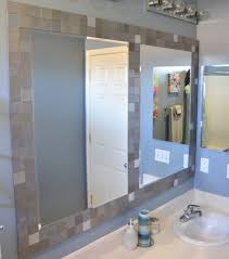 Five Creative Ways To Use Leftover Tile Bathroom Mirror Makeover Frames Bathroom Mirror Frame Bathroom Mirrors Diy