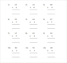 2 digits times 1 digit. Free 8 Sample Multiplying Decimals Vertical Worksheet Templates In Pdf