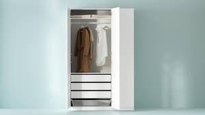 Depending on the model or wardrobe you go for, you can choose to have your sliding doors made from wood, plastic or mirrored glass. Wardrobes Ikea