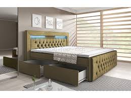 Verwenden sie ein boxspringbett ohne topper beziehen sie einfach die matratzen wie bei einen normalen bett. Boxspringbett Verona Mit Zwei Bettkasten Chesterfield Polsterung Und Led