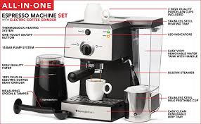 Find starbucks in coffee makers | buy or sell coffee makers in toronto (gta) from keurig, breville, delonghi, saeco or bodum. Amazon Com 7 Pc All In One Espresso Machine Cappuccino Maker Barista Bundle Set W Built In Steamer Frother Inc Coffee Bean Grinder Portafilter Milk Frothing Cup Spoon Tamper 2 Cups Stainless Steel Kitchen