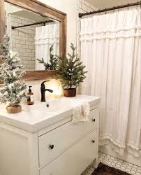 We treasure the old but look forward to the new. Farmhouse Christmas Decor Farmhouse Bathroom Bathroom Christmas Decor Neutral Bathroom Bathroom Design Ba Christmas Bathroom Decor Christmas Bathroom Home