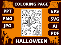 Download Halloween Coloring Page For Kids 1 Graphic By Miketoon Studio Creative Fabrica PSD Mockup Templates