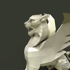 Griffin Gryphon Griffon Papercraft Pepakura Lowpoly Low Etsy Paper Sculpture Paper Crafts Diy Origami