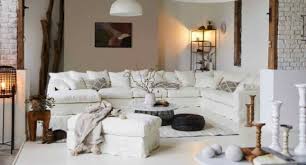 Maison De Vacances Canape En Lin Blanc Salle De Sejour Canape Angle Decoration Maison