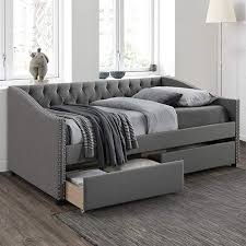 Usually ships within 6 to 10 days. Upholstered Daybed With Storage Drawers Wood Daybed Twin Size No Box Spring Needed Grey Daybed With Storage Upholstered Daybed Wood Daybed
