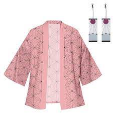 Demon Slayer Kamado Nezuko Cosplay Coat With Earrings Cloak Shirt Robe  Kimono - Cosplay Costumes - AliExpress