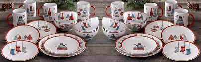 Whether it is for seasonal festivities, a romantic dinner date, a party or just dinner, there is no better pairing than great food and great company. Amazon Com American Atelier Holiday Christmas Round Dinnerware Set 16 Piece Stoneware Party Collection W 4 Dinner Salad Plates 4 Bowls 4 Mugs Unique Gift Idea 10 5 White Red Dinnerware Sets