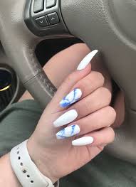 Abstract nail art, blue and white nails, fashion nails 2020, ideas for short nails, stained glass nails, stained nails, summer nails to the sea, two color nails total 74 57 130 Eye Catching Coffin Nails Ideas To Reinvent Your Manicure Style