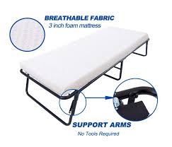Leisuit Rollaway Guest Bed Cot Fold Out Bed Portable Folding Bed Frame With Thick Memory Foam Mattress For Spare Folding Bed Frame Folding Beds Fold Out Beds