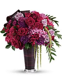 Pretty pink purple silk flower clutch bouquets for your perfect spring wedding. Purple Flowers Elegant Purple Flower Arrangemens Teleflora