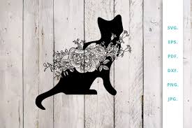 Svg animal cat kitty pet cartoon line kitten comic grooming art feline. Floral Cat Farm Animal Graphic By Sintegra Creative Fabrica