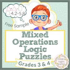The puzzle is set up to show the sum of each row and column, with the individual values of each picture unknown. Math Logic Puzzles 3rd Grade And 4th Grade Math Enrichment Free Sample