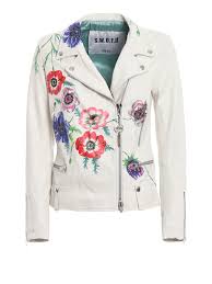 Sporty and fashionable floral bomber jackets; Leather Jacket S W O R D 6 6 44 Floral Print Biker Jacket 9170anemone90