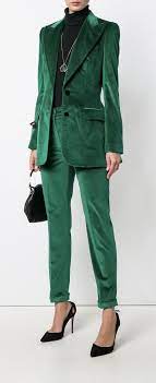 Green Velvet Women Suits 2 Piece Office Ladies Pants Suit Formal Business Blazer Pantsuits For Women Suits For Women Pantsuit